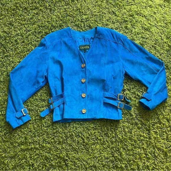 DANIER VINTAGE LEATHER SET BLUE 80S - Picture 2 of 16